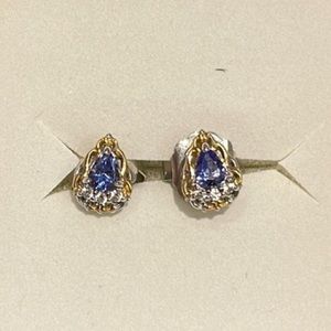Gems en Vogue Tanzanite and White Zircon Earrings